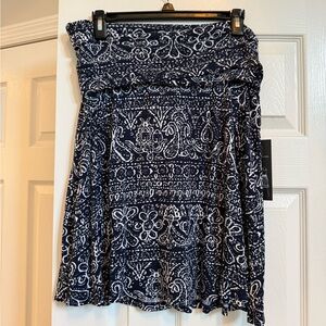 INC International Concepts Navy and White Paisley Maxi Skirt